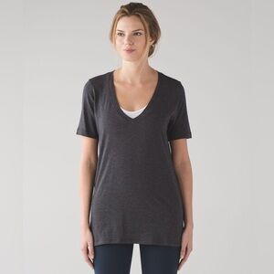 Lululemon heathered deep gray Short Sleeve t shirt v neck